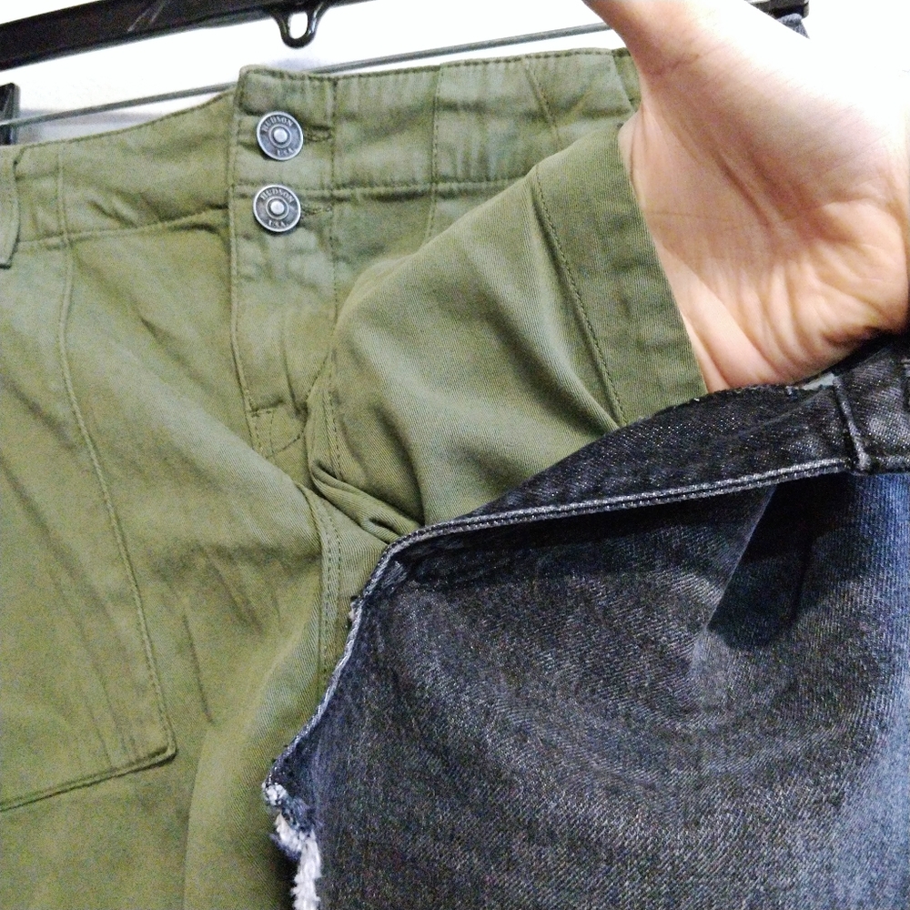 NWT Hudson Green/Black Asymmetric Layered Crossover Denim Wrap Skirt 27 - Picture 5 of 12